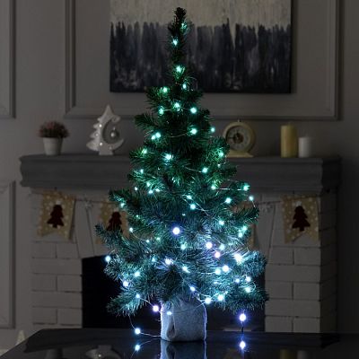 Светодиодная нить Роса 10 м, цветной (RGB) 100 LED, 210 - управление  с мобильного устройства, прово